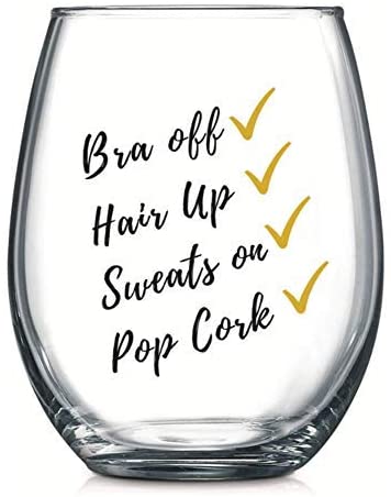 Set of 4 Stemless Wine Glasses With Funny/cute Sayings 