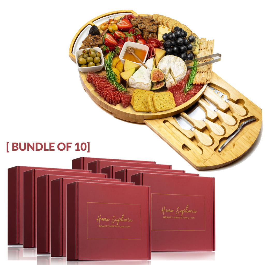 [ Bundle of 10 ] Round Cheese and Charcuterie Board Set 13"