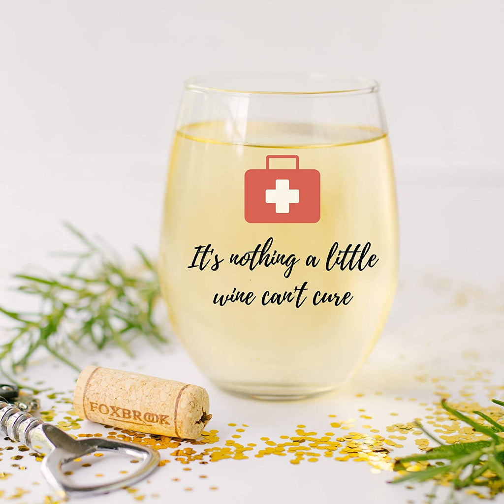Nurse Wine Glass, Cute and Funny Wine Glasses for Women, Fun Stemless Wine Glass, Unique Wine Glass, Best Friends Wine Glass with Sayings, Novelty Gifts or Party Decor for Women, Funny Gifts for Mom