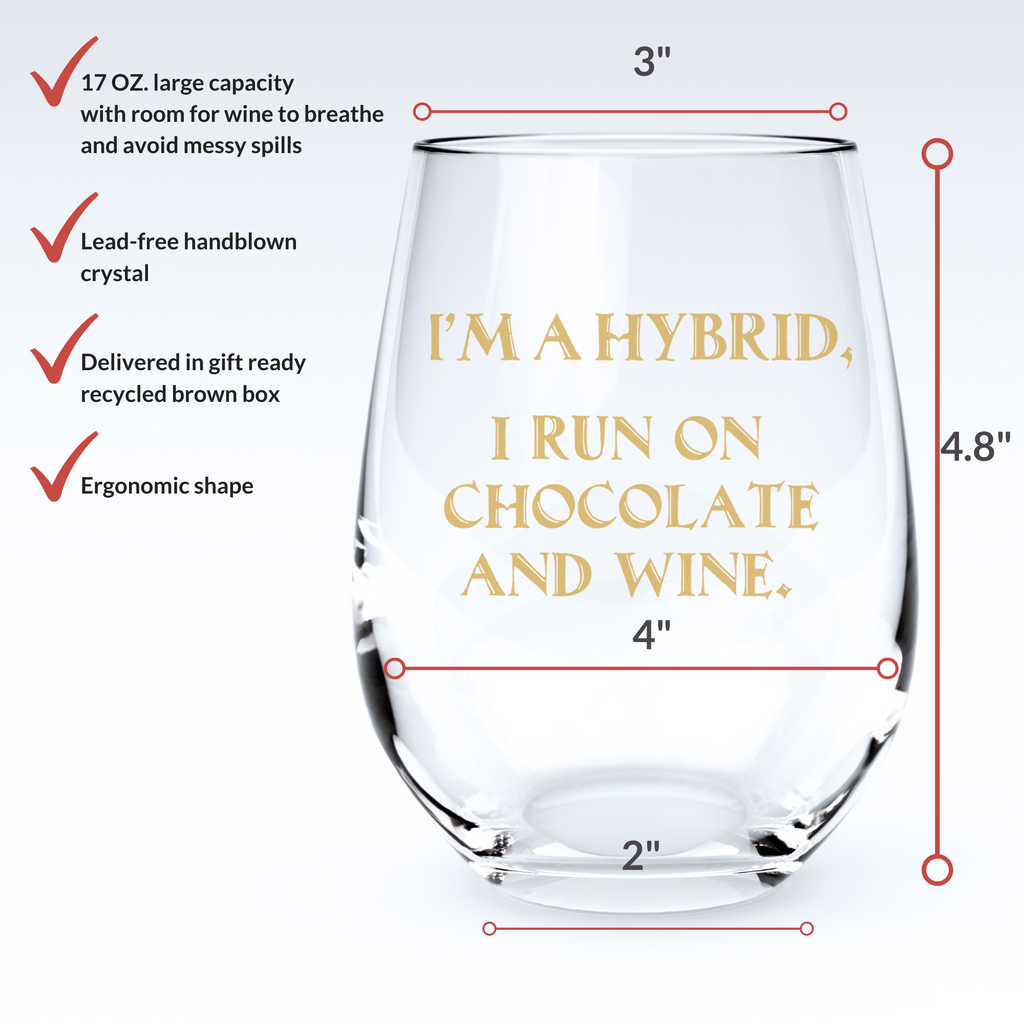 Hybrid | Stemless Funny Wine Glass-Home Euphoria