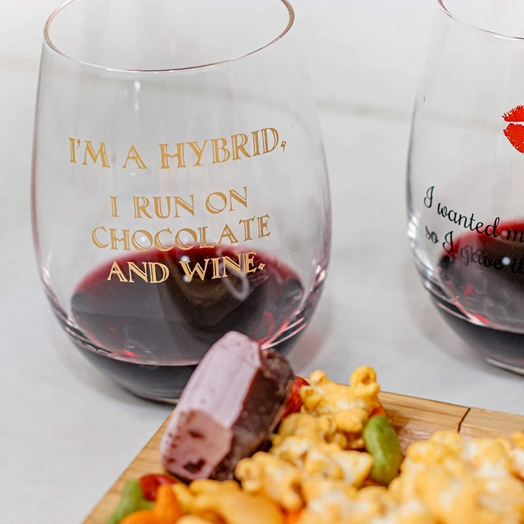 Wine Glass with Sayings, Fun and Cute Stemless Wine Glass, Funny Wine Glasses for Women or Men, Cute Drinking Glass, Best Friends Wine Glass, Funny Gifts for Mom, Unique Gift for Women, Novelty Gift