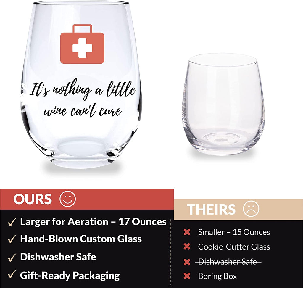 Nurse Wine Glass, Cute and Funny Wine Glasses for Women, Fun Stemless Wine Glass, Unique Wine Glass, Best Friends Wine Glass with Sayings, Novelty Gifts or Party Decor for Women, Funny Gifts for Mom